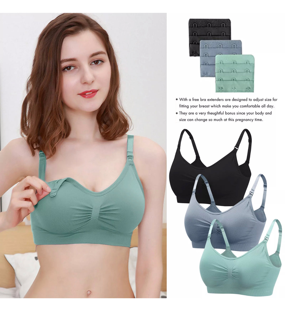 2PACK Wire free Maternity Nursing Bra